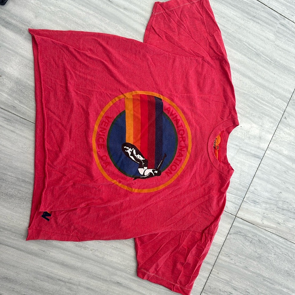 aviator nation heather red boyfriend tee slightly worn see image